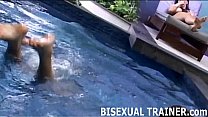 Lets have your first bisexual threesome in the pool